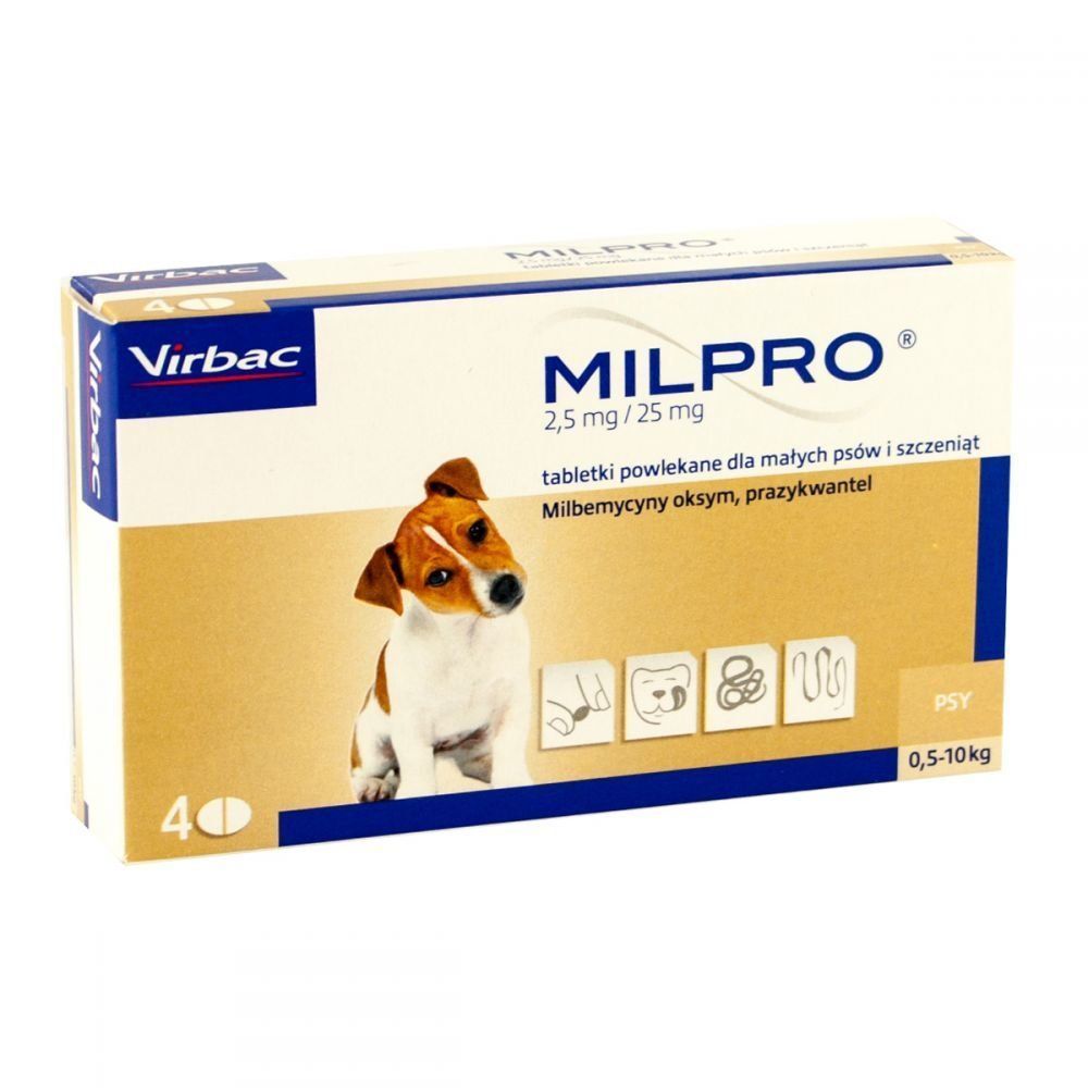 Milpro 2,5 mg/25 mg voor kleine honden en pups – 4 tabletten