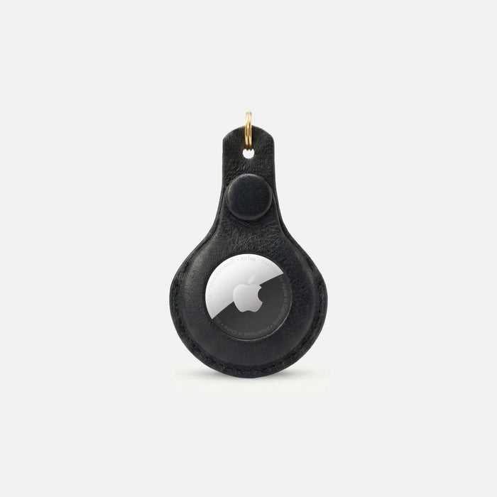 Leren AirTag-hanger voor halsband of sleutel – Noir