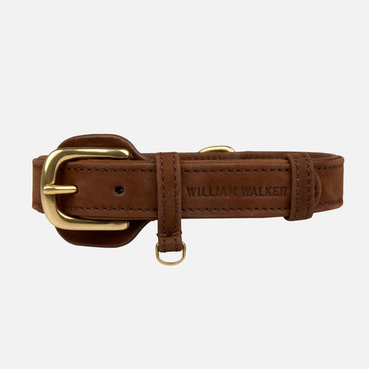 Halsband van waterbestendig nubuckleer – Chocolate