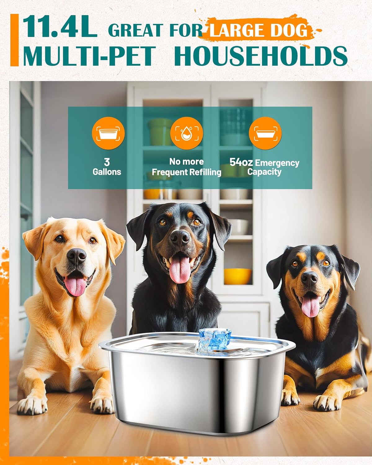 RVS Drinkfontein voor Grote Honden – 11 Liter