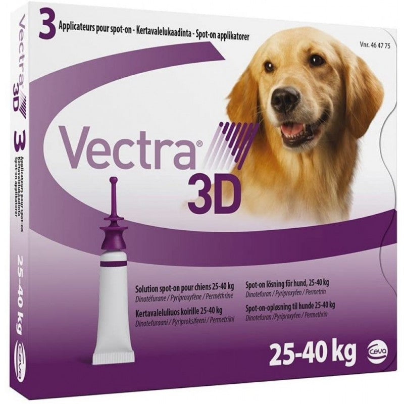 Vectra 3D hond 25–40 kg – verpakking met 3 pipetten